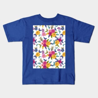 Watercolor Floral Seamless Pattern Art Kids T-Shirt